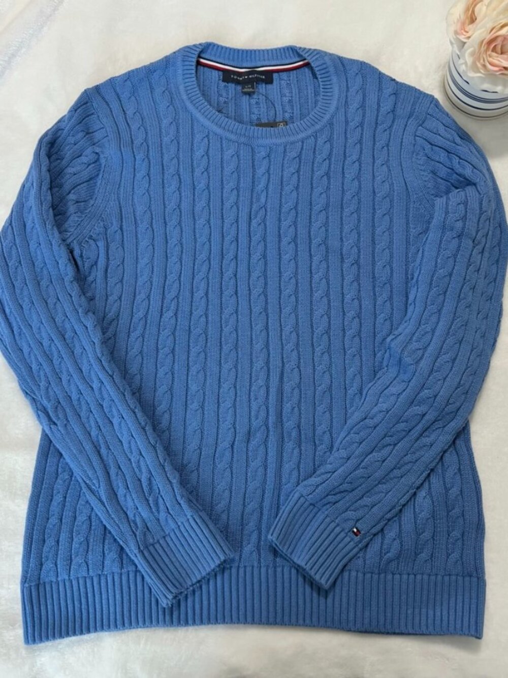 NWT Tommy Hilfiger Cable Knit Cotton Crewneck Sweater
